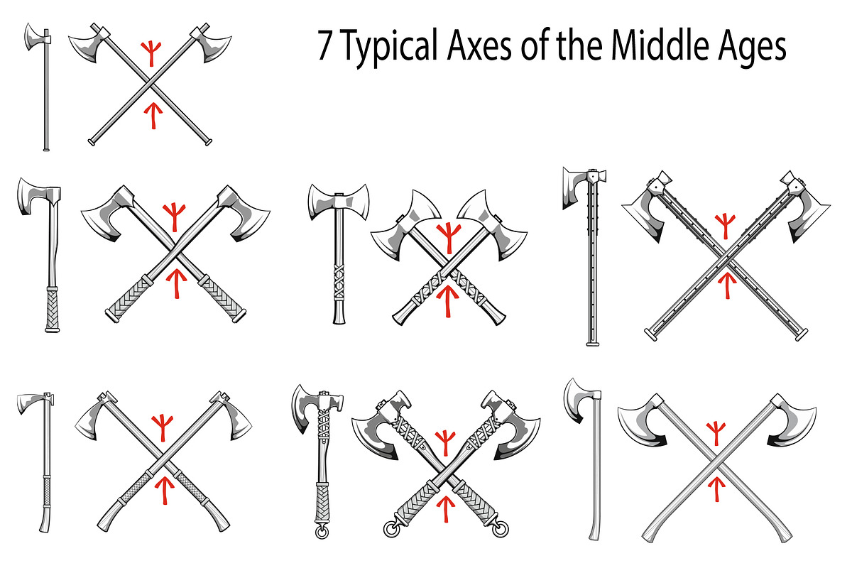 7 Typical Axes of the Middle Ages, an Illustration by Sharpner