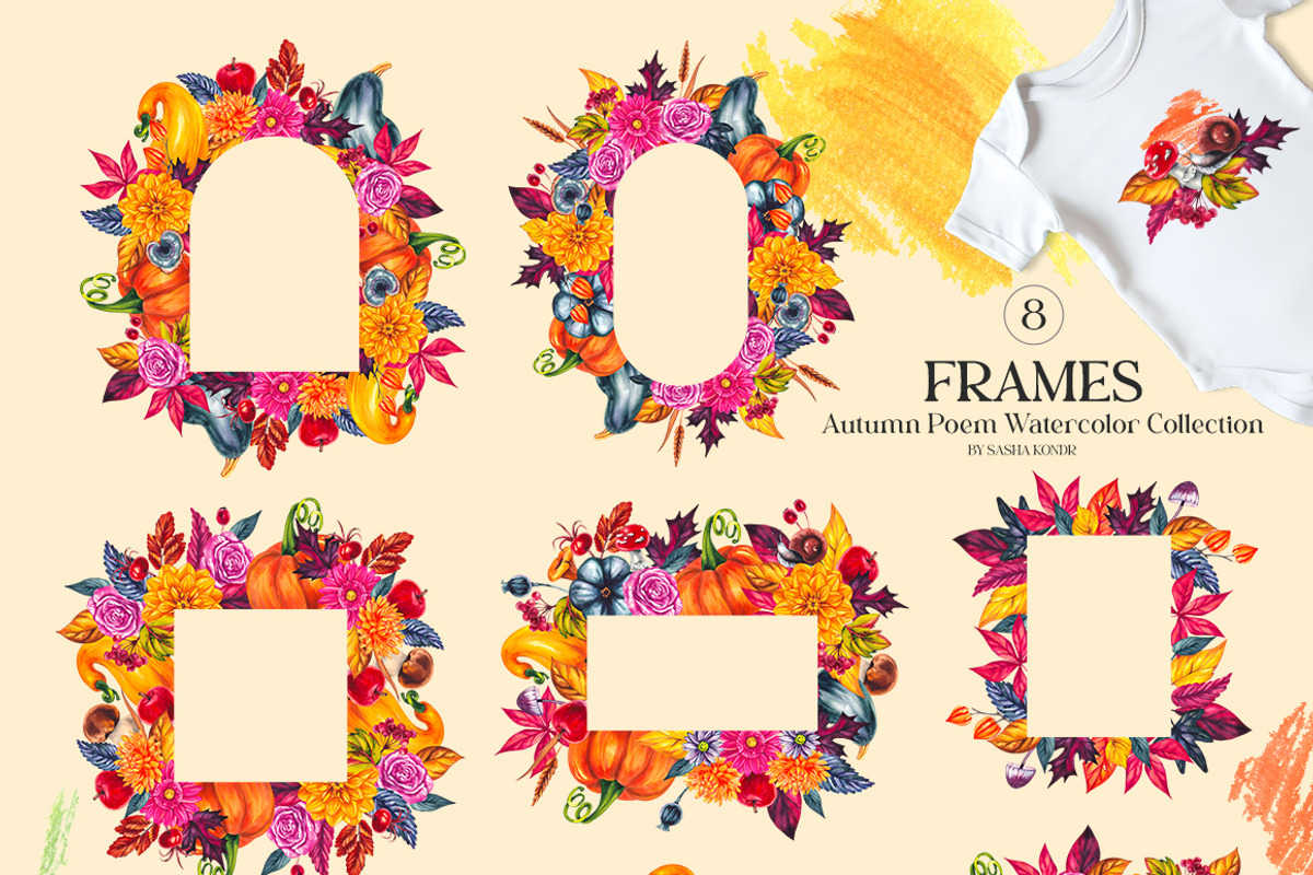 Autumn Poem Watercolor Fall clipart, a Seasonal Illustration by SashaKondr (Photo 14 of 15)
