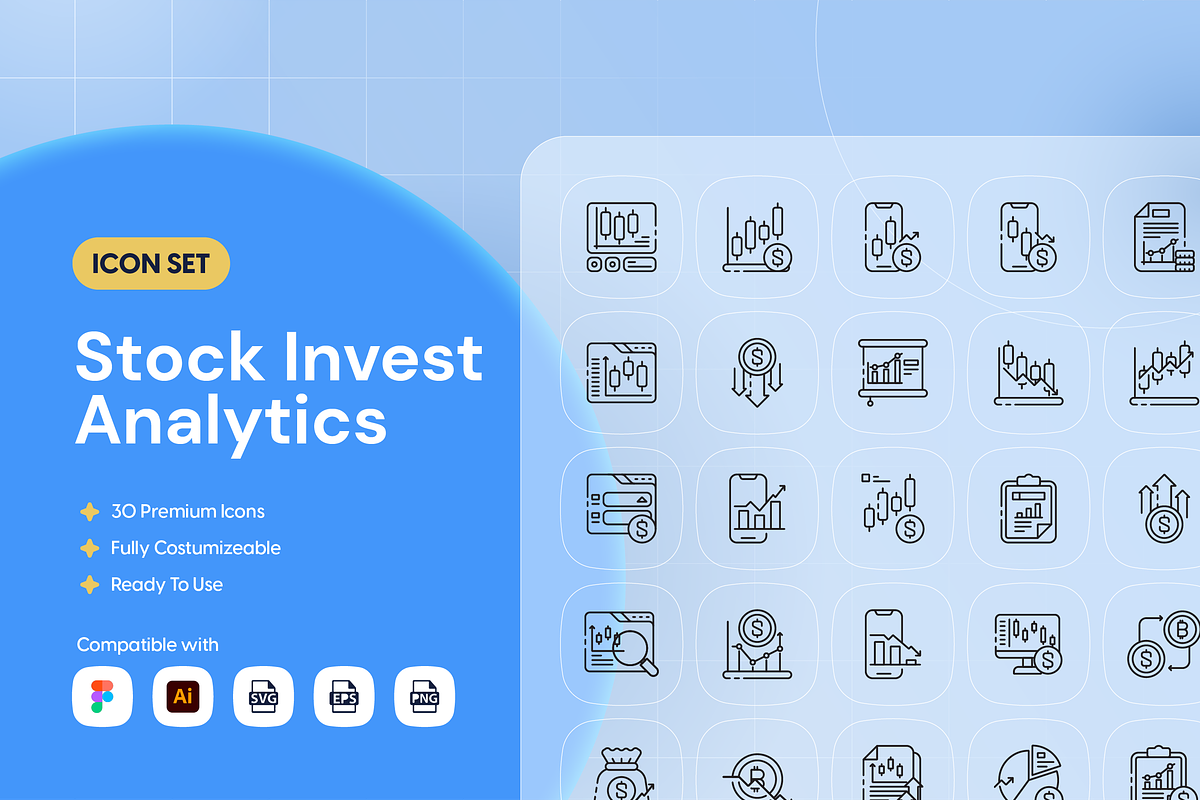 Stock Invest Analytics Icon Set, an Outline Icon by Nathaya Studio (Photo 1 of 2)