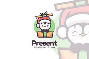 Present Mascot Cartoon Style., a Branding & Logo Template by ModalTampang