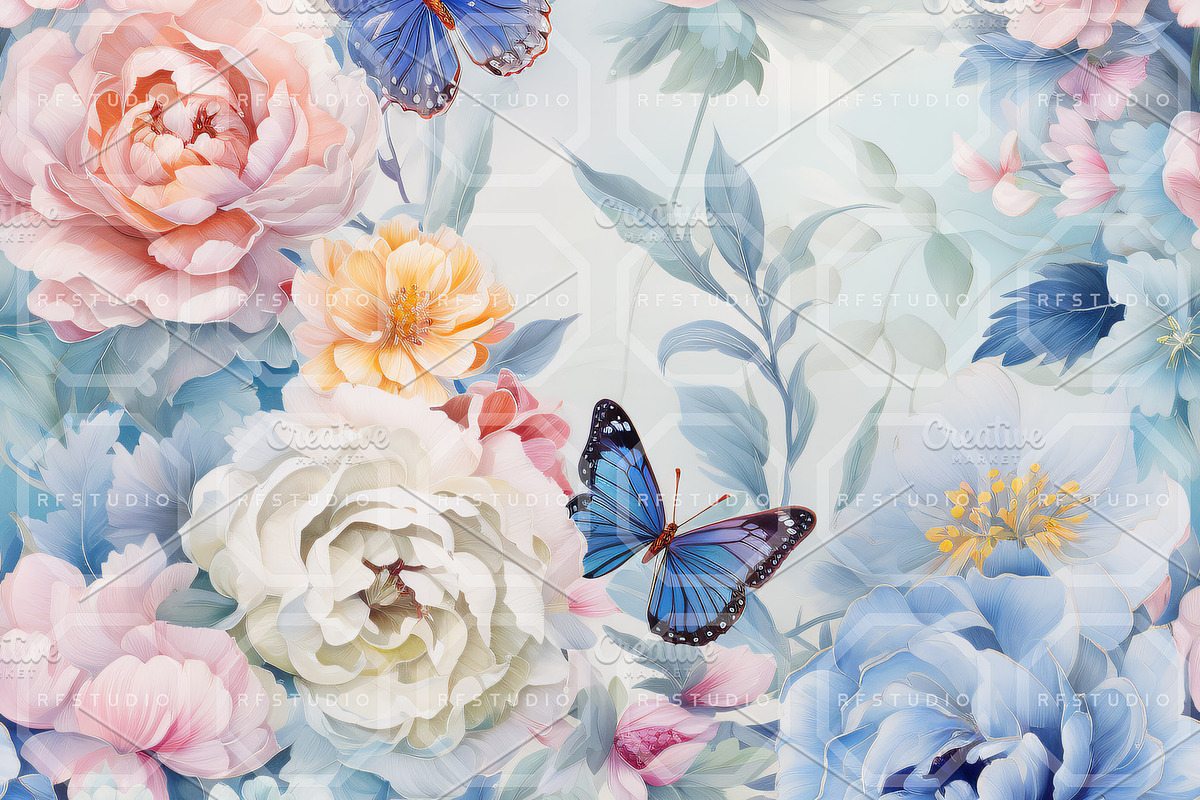 FLORAL FLUTTER. Seamless Pack, a Texture Illustration by RefinedFantasyStudio (Photo 6 of 9)