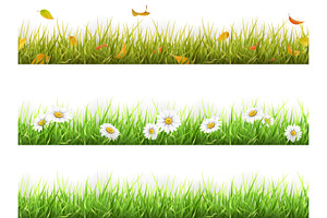 Grass in different seasons set