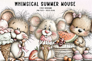 Whimsical Summer Mouse Clipart, an Illustration by CreationArt (Thumbnail 1 of 7)