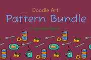 Doodle Art Pattern Bundle, a Food Illustration by AJ Doodles (Thumbnail 1 of 13)