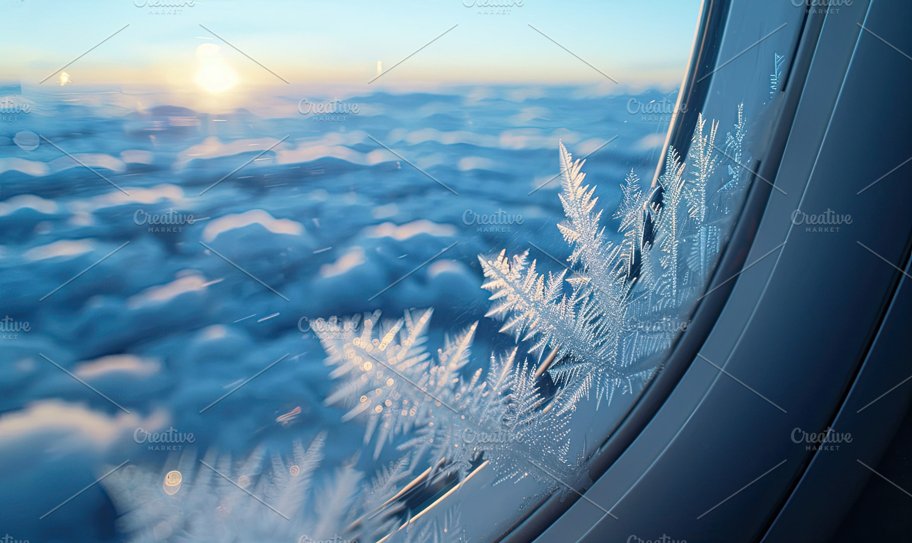 Airplane window view, focusing on ic, a Photo by LOGOCREATIVE