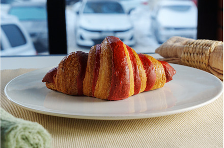 Golden brown croissant sits, a Food & Drink Photo by darksoul72