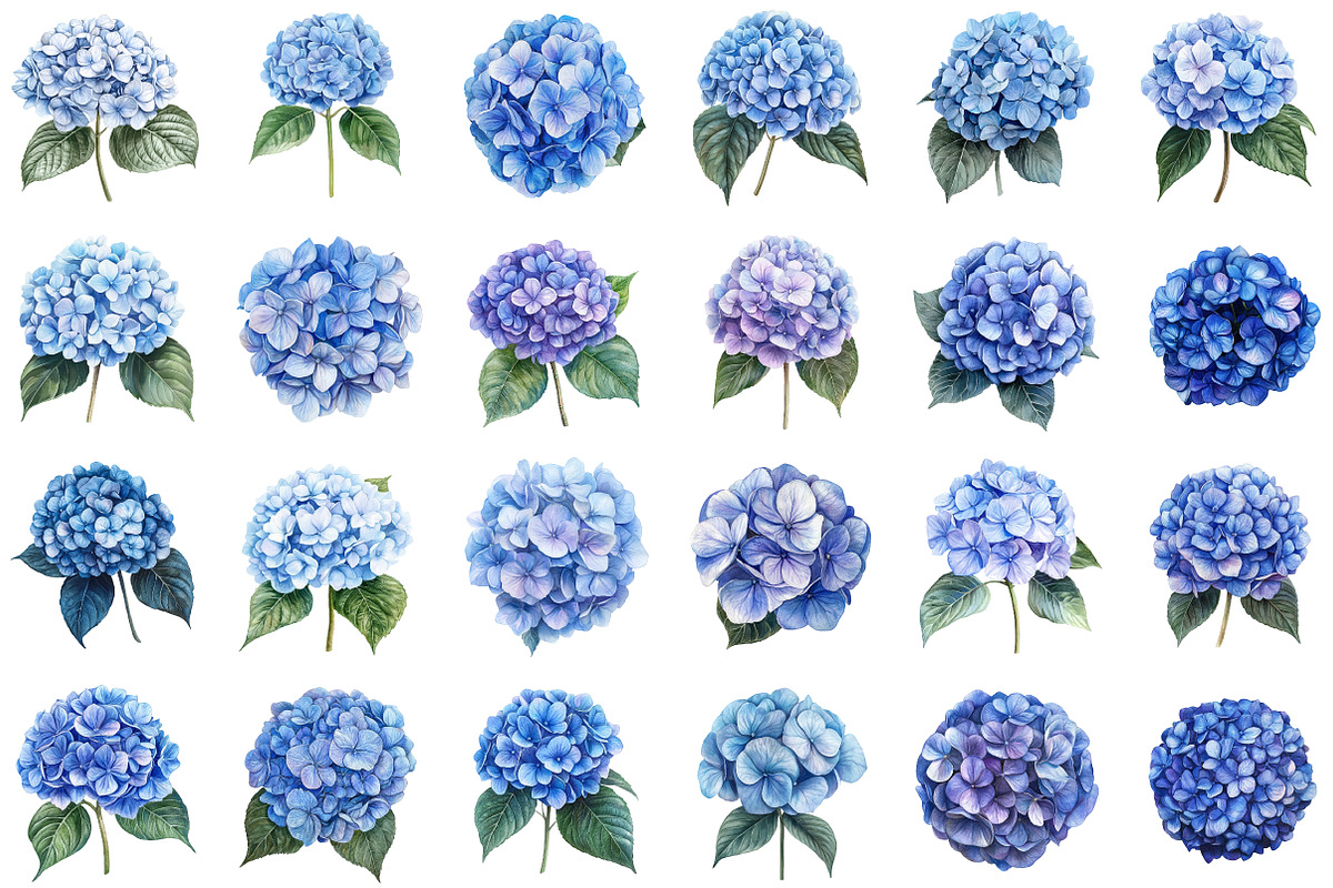 Blue Hydrangea Watercolor Clipart, an Illustration by Sublimation Artist (Photo 2 of 6)