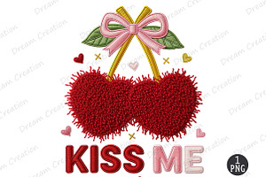 Kiss Me Embroidery PNG, an Illustration by Dream Creation