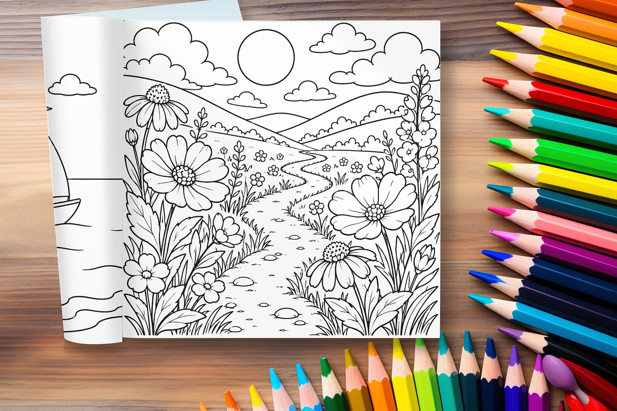 Minimalist Landscape Coloring Pages, a Brochure Template by LA Design (Photo 10 of 10)