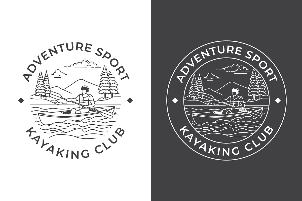 Kayaking Club Logo with Mountain, a Branding & Logo Template by Saba Vector