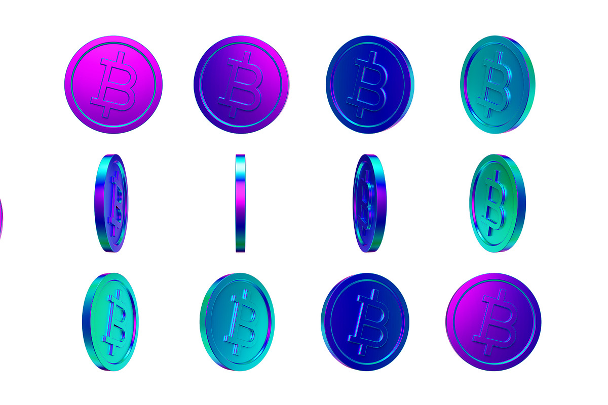 BTC rainbow coin 3D render, an Icon by LAFS (Photo 2 of 2)