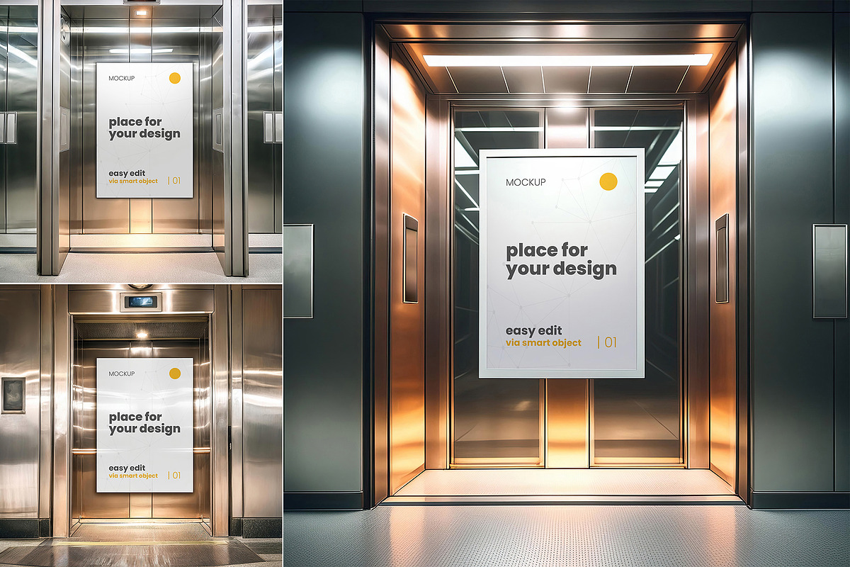 Metallic Elevator Poster Frame Image, a Product Mockup by Luuqas Design (Photo 2 of 2)