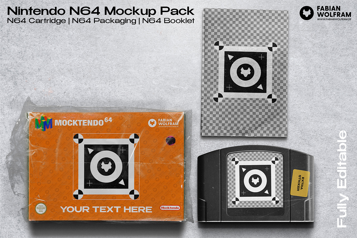 Nintendo N64 Cartridge Mockup, a Packaging Mockup by Fabian Wolfram (Photo 3 of 17)