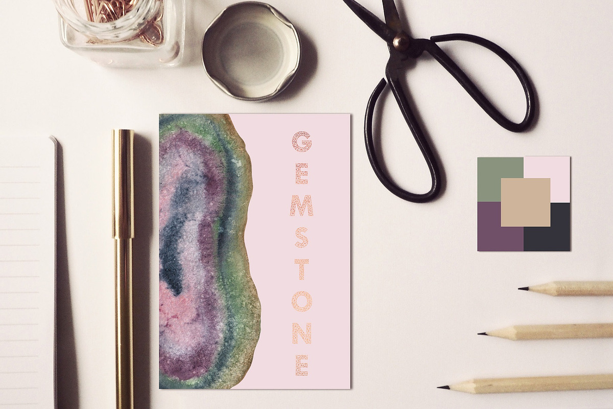 Mauve Gemstones Watercolor Clipart, an Illustration by ColorfulNest (Photo 4 of 11)