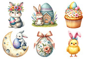 Happy Easter Watercolor Clipart, an Illustration by Daily.Designs (Thumbnail 3 of 5)