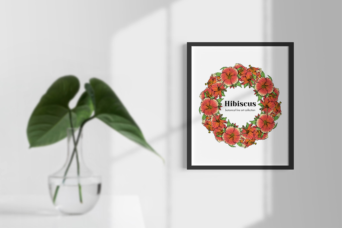 Hibiscus Flower Ink Line Art Drawing, an Object Graphic by Rose Design (Photo 7 of 11)