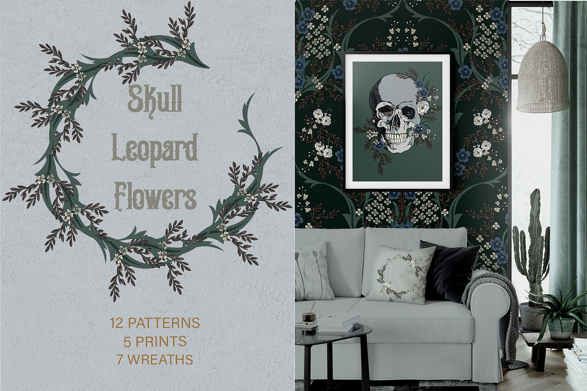 Skull Leopard Flowers, a Texture Illustration by LanaDzi (Photo 10 of 13)
