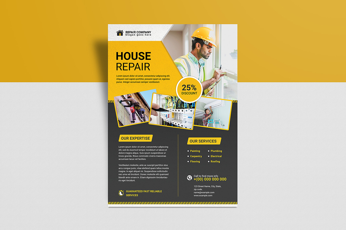 House Repair Service Flyer Template, a Flyer Template by retrographix (Photo 3 of 4)