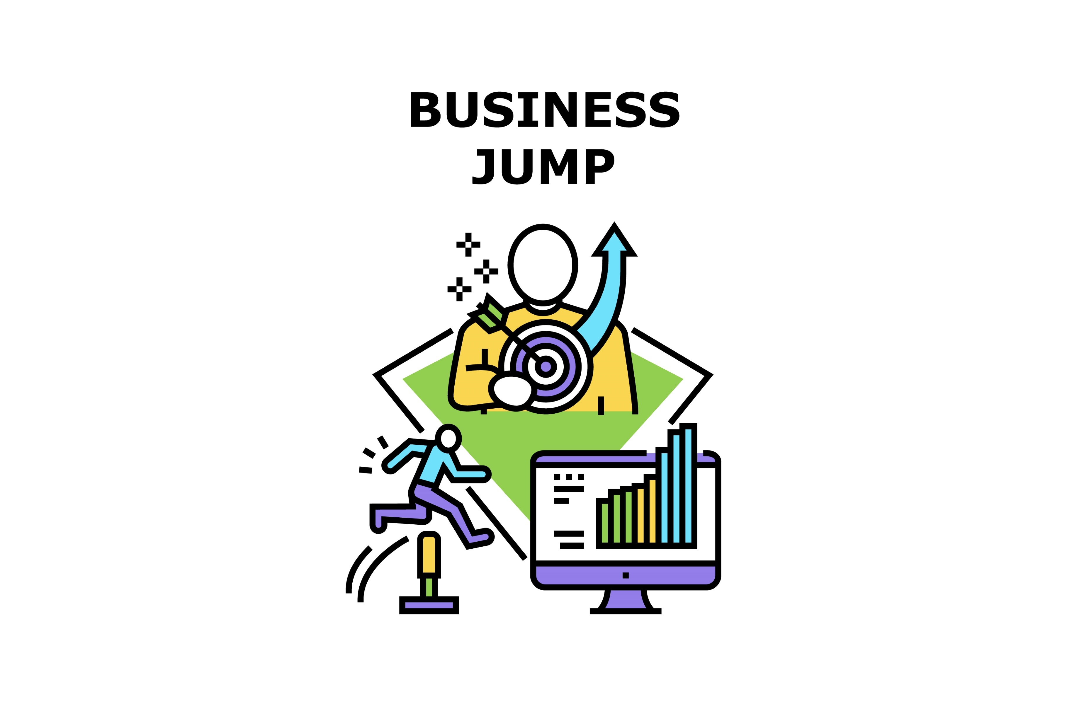 Business Jump Vector Concept Color, a Finance Illustration by pikepicture