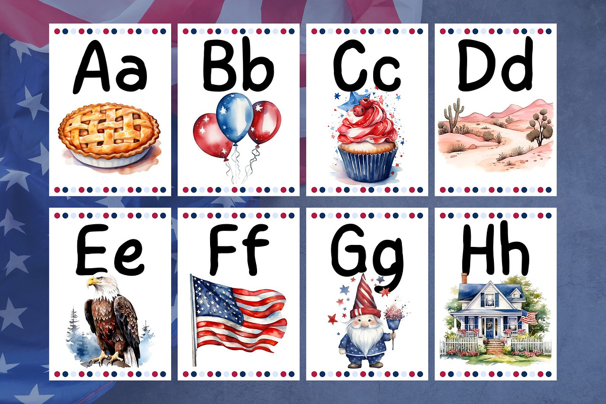 4th of July Alphabet Cards – A-Z, an Education Illustration by Anna Design Studio (Photo 4 of 7)