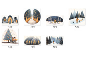 8 Christmas cute girl grey trees, a Seasonal Illustration by ARTOZEN DIGITAL (Thumbnail 15 of 15)