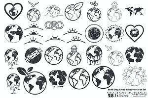 Earth Day Globe Silhouette Set, a Finance Illustration by Designer_Momina