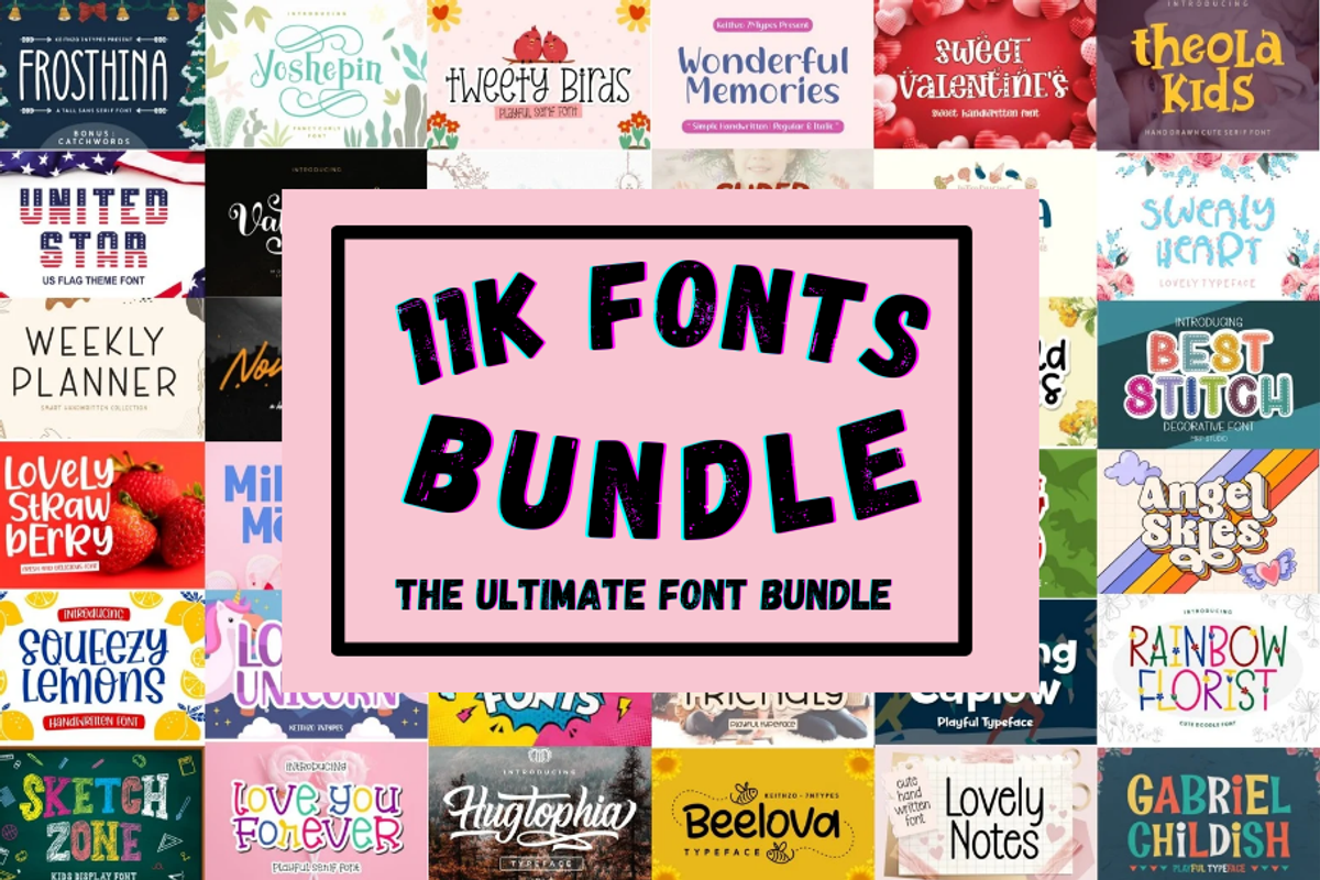 Font Bundle - 11,000 bundle font, a Script Font by Milladale (Photo 1 of 4)
