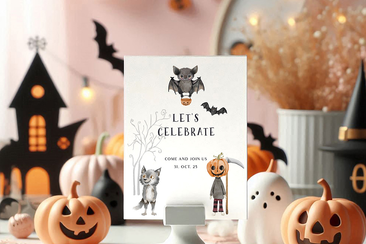 Cute Halloween watercolor clipart, a Seasonal Illustration by Grace Noboa Illustrations (Photo 3 of 12)