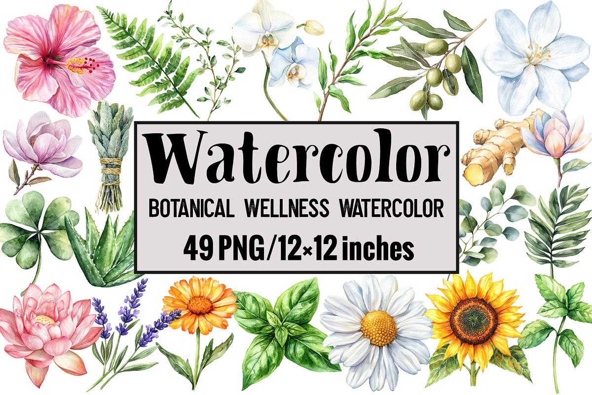 Botanical Wellness Watercolor, an Illustration by Design Market (Photo 1 of 3)