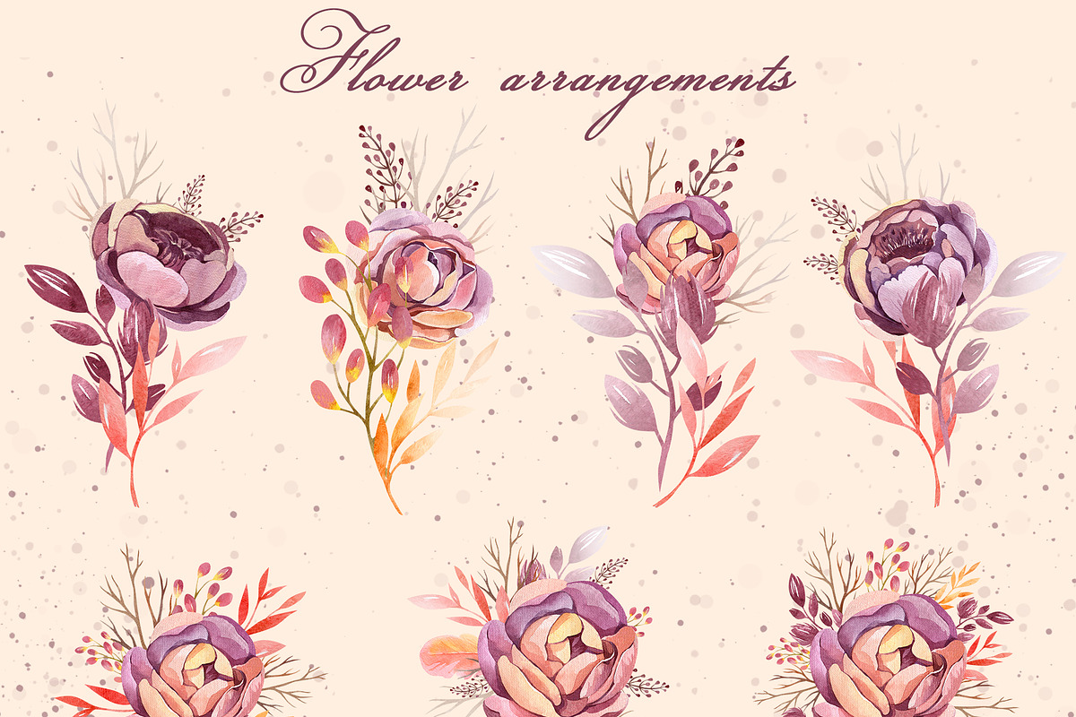 Autumn Floral Watercolor Clipart, a Decorative Illustration by LenArt (Photo 7 of 18)