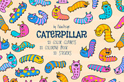 Caterpillar Clipart Bundle, an Animal Illustration by Palau (Thumbnail 1 of 9)