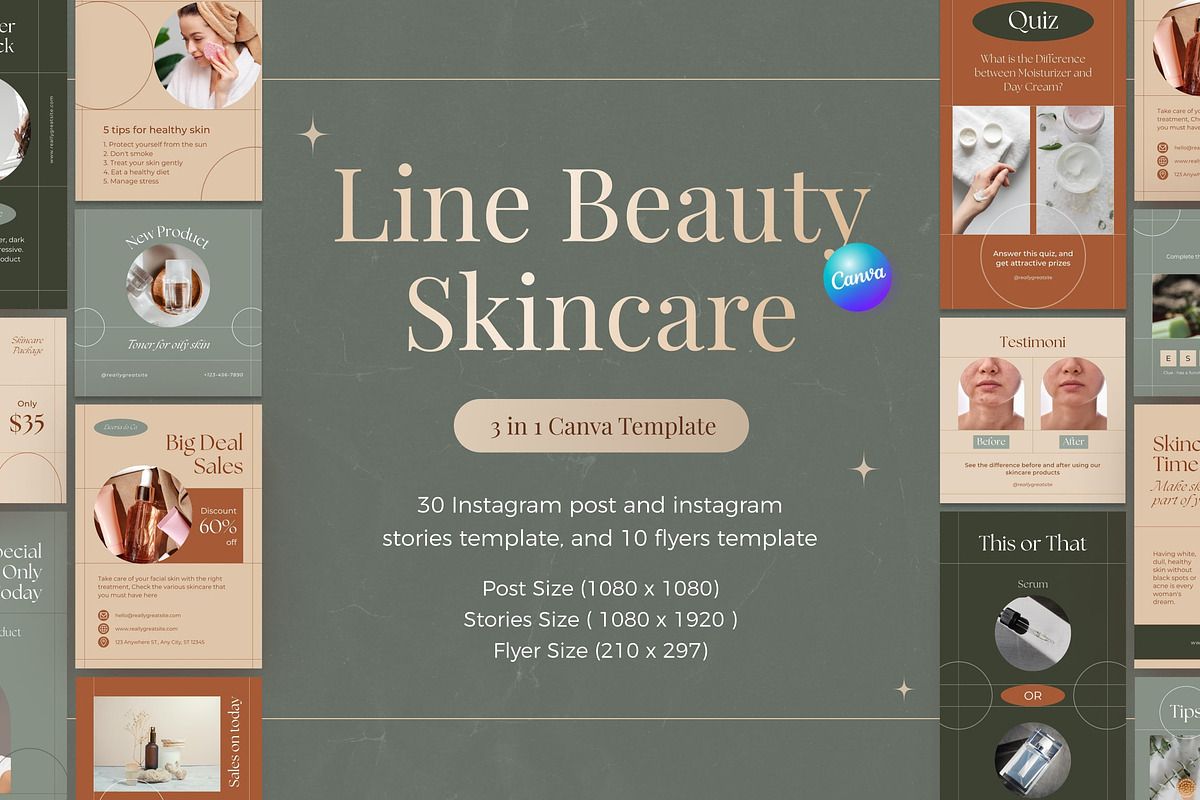 Line Beauty Instagram Canva Template, a Social Media Template by Brandearth RRGraph (Photo 1 of 11)