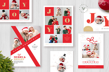 6 Simple Christmas Photo Cards, a Card Template by Vynetta