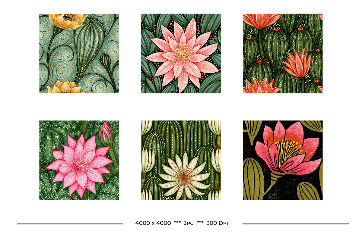 Cactus Flower Retro Art Designs, a Pattern Graphic by karenfoleyphoto (Photo 3 of 18)