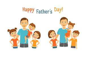 Happy fathers day. Dad with kids