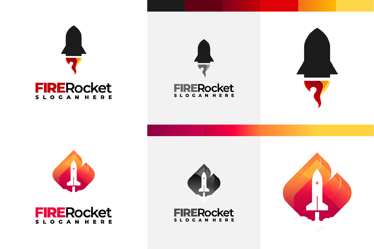 Set of Fire Rocket Logo designs, a Branding & Logo Template by Lucky Creative (Photo 5 of 5)