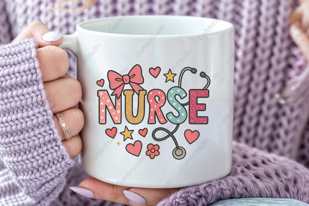 Valentine Pink Nurse Stethoscope Bow, an Illustration by CraftArtStudio (Photo 2 of 4)