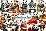 Watercolor Autumn Panda Clipart, an Illustration by Rose Art (Thumbnail 1 of 5)