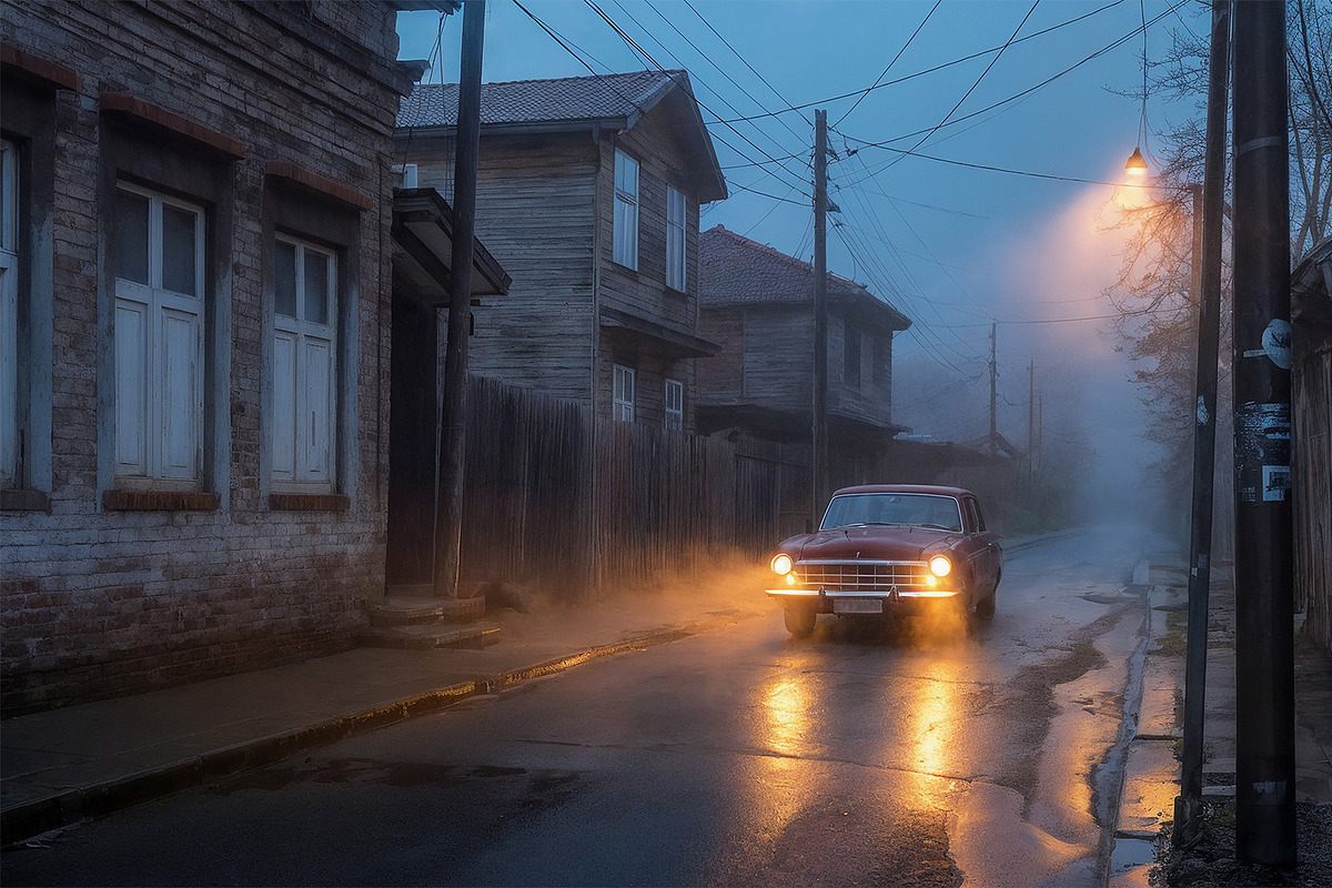 Moody Foggy Street Backgrounds, a Transportation Illustration by StockVerse Creative (Photo 2 of 4)