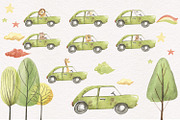 Animals in the car, an Illustration by Love Watercolor Store (Thumbnail 6 of 15)