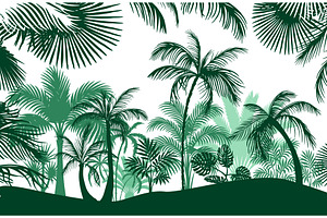 Abstract palm tree silhouette green, an Illustration by Nenahliadava Design