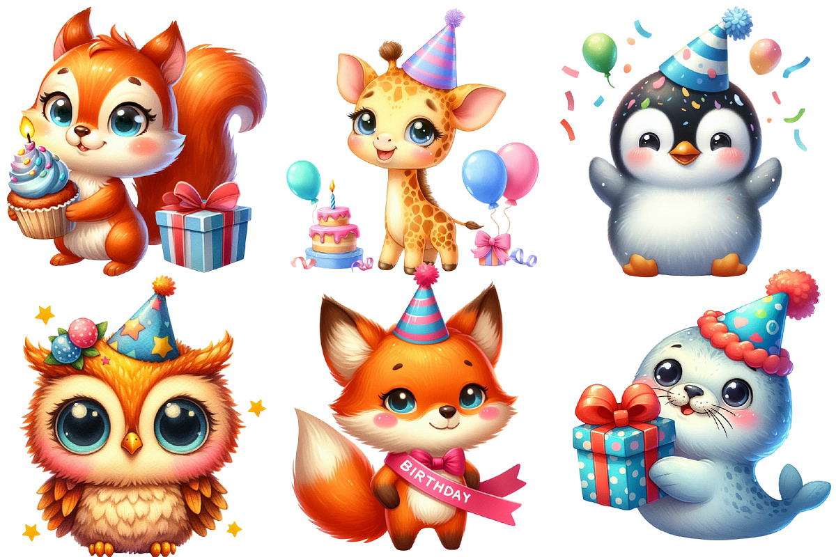 Birthday Baby Animal Clipart, an Illustration by Designworld (Photo 4 of 6)