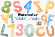 Watercolor Alphabet & Number Clipart, an Illustration by CropUp Creative (Thumbnail 1 of 4)
