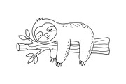 Cute Sloth Line Art Bundle, an Illustration by musafir_fashion (Thumbnail 48 of 51)
