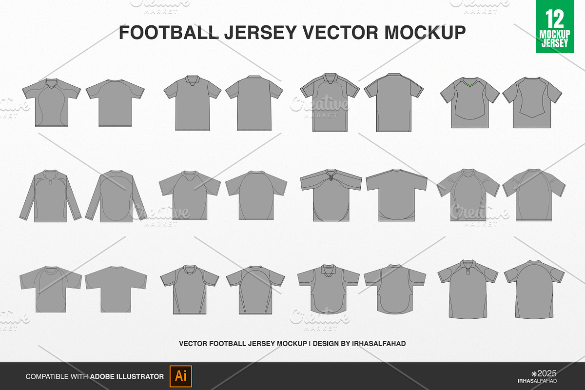 Vector Mockups Football Jersey, a Shirt Mockup by Irhasalfahad (Photo 1 of 8)