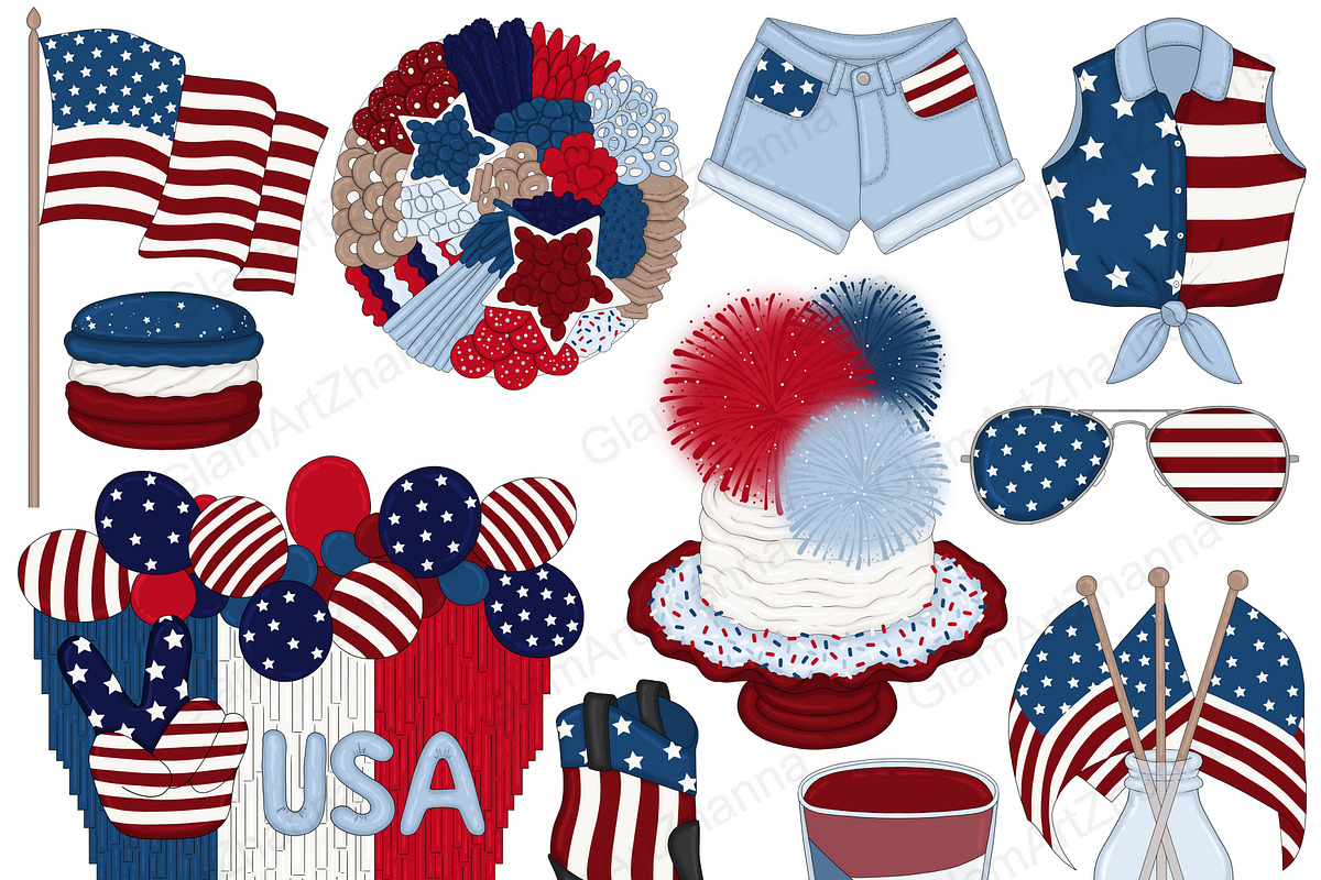 4th of July Dark Clipart, a Decorative Illustration by GlamArtZhanna (Photo 2 of 4)