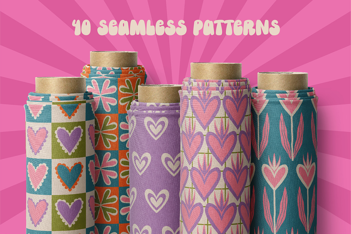 Groovy Love Seamless Patterns, a Pattern Graphic by AnnArt (Photo 2 of 8)