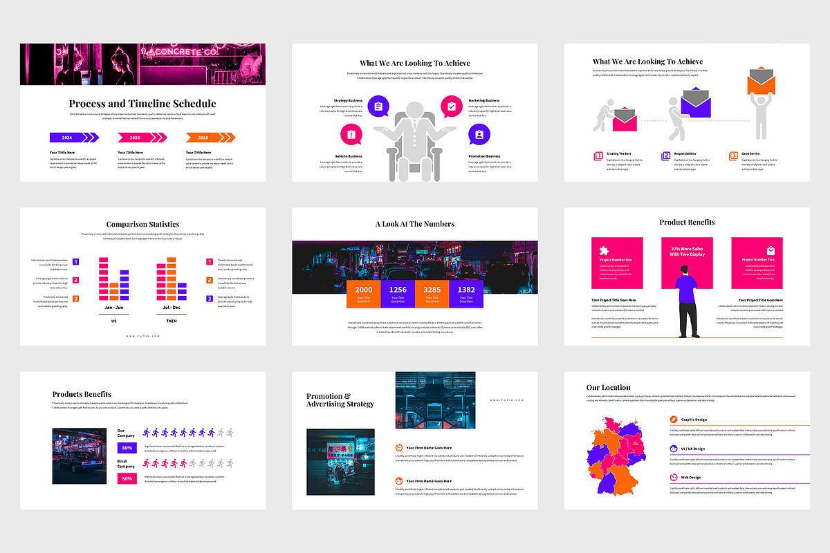 Futia : Neon Colors Google Slides, a Presentation Template by Punkl Camp (Photo 6 of 9)