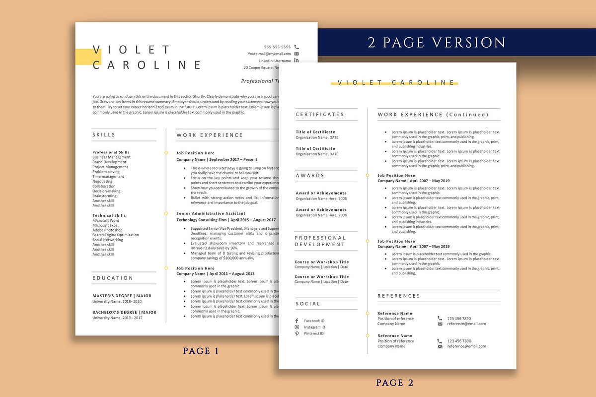 Professional Resume Template Word, a Resume Template by VictoriousVita (Photo 3 of 8)