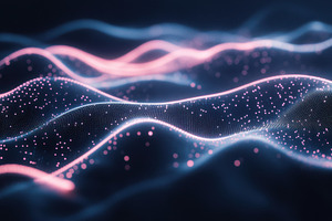 Abstract Pink Blue Digital Waves Dat, a Background Photo by Pixeness Studio